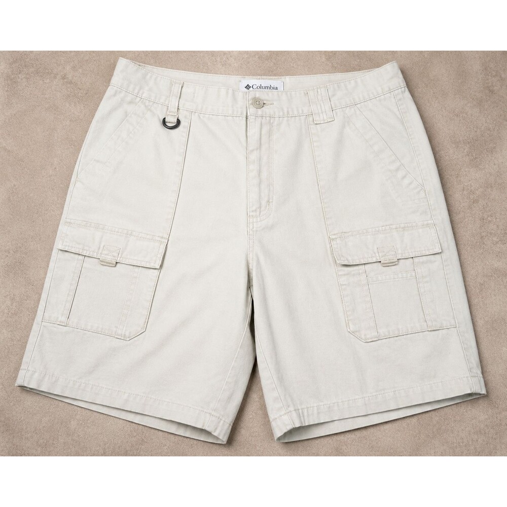 Columbia Cargo Shorts Mens 37 Waist Ivory Canvas Utility Outdoor Hiking